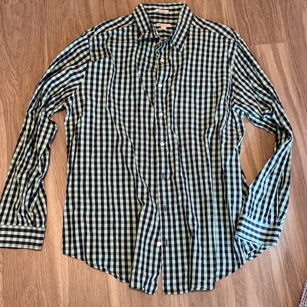 Blue checkered men’s button down shirt merona size XL classic fit